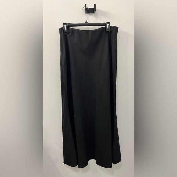 NEW! Madewell Linen Maxi Slip Skirt in Juniper Berry black NU609 $128 size 14 - Picture 8 of 11